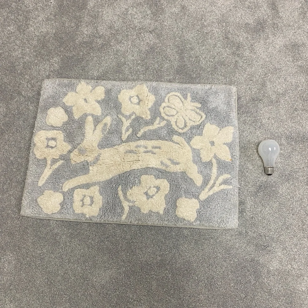 Threshold Gray and Cream Bunny Floral Door Mat